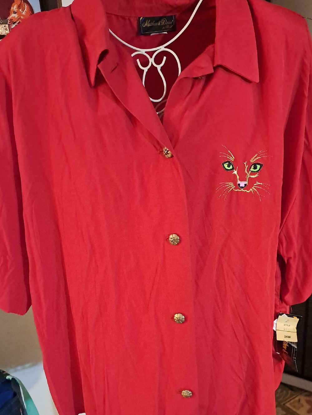 Vintage NWT Two Piece Summer Set With Cat Eye Embroidery, Sz 24w